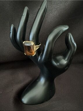Vintage Adjustable Smokey  Topaz Glass Stone